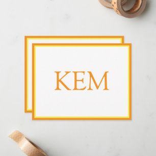Moderne Minimal Orange Monogramm Mitteilungskarte