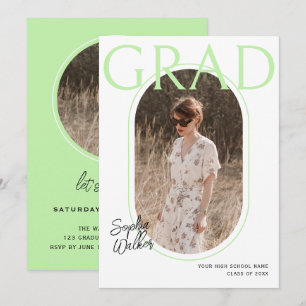 Moderne Minimal Pastel Limon Foto Graduation Party Einladung