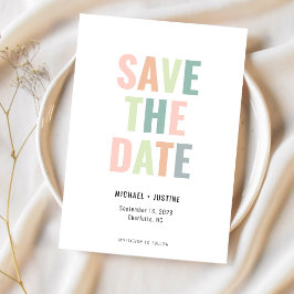 Moderne Minimal Pastel Multi Color Foto Hochzeit Save The Date