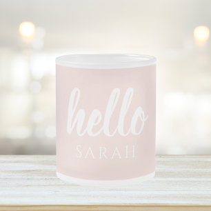 Moderne Minimal Pastellrosa Hallo Und Dein Name Mattglastasse