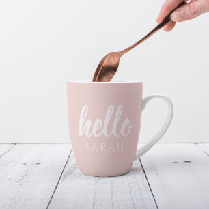 Moderne Minimal Pastellrosa Hallo Und Dein Name Milchtasse
