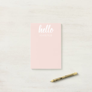 Moderne Minimal Pastellrosa Hallo Und Dein Name Post-it Klebezettel