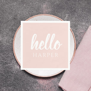 Moderne Minimal Pastellrosa Hallo Und Dein Name Serviette