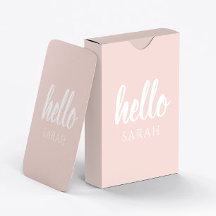 Moderne Minimal Pastellrosa Hallo Und Dein Name Spielkarten