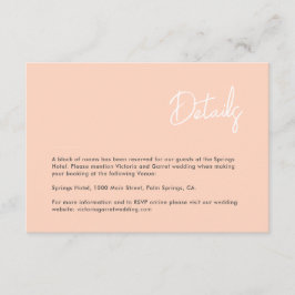 Moderne Minimal Peach Script Hochzeit Begleitkarte