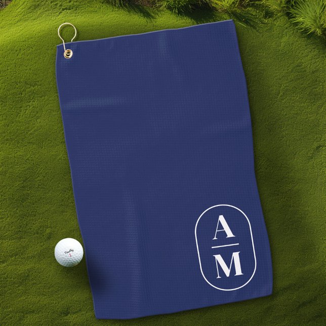 Moderne Minimal Pill Monogram - Navy Blue Golfhandtuch (Custom Golf Towel with Monogram)