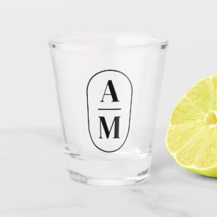 Moderne Minimal Pill Monogramm - Schwarz Schnapsglas
