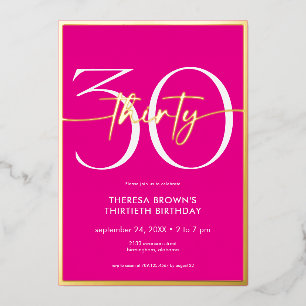 Moderne Minimal Pink 30 Drehbuch Geburtstag Folieneinladung