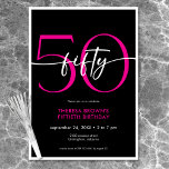Moderne Minimal Pink 50 Script Geburtstag Einladung<br><div class="desc">Dieses moderne und schicke Geburtstagsfest verbindet klassisches Schwarz und Weiß mit Akzenten von hellrosa. Es ist minimales Design ist ein einfaches und lustiges Design,  um den Meilenstein Geburtstag zu feiern. Erstellt von der einfachen Farmhouse Press.</div>
