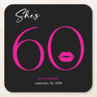 Moderne Minimal Pink Lips Sie ist sechzig Geburtst