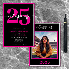 Moderne Minimal-Pink-Script-Graduierungspartei Einladung