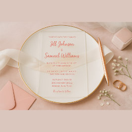 Moderne Minimal-Pink-Script-Hochzeit Acryleinladungen