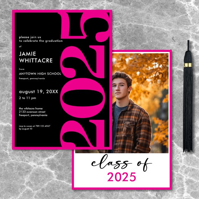 Moderne Minimal Pink Typografy Graduation Party Einladung (Modern Minimal Pink Typography Graduation Party Invitation)