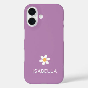 Moderne Minimal Purpur Daisy Name Mädchen iPhone 16 Hülle
