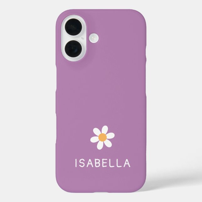 Moderne Minimal Purpur Daisy Name Mädchen Case-Mate iPhone Hülle (Rückseite)