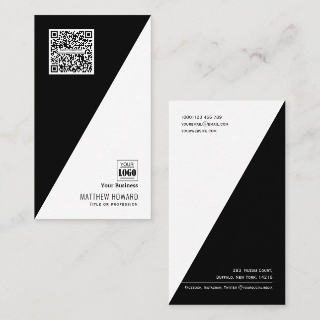 Moderne Minimal QR-Logos soziale Medien Unternehme Visitenkarte (Vorne/Hinten)