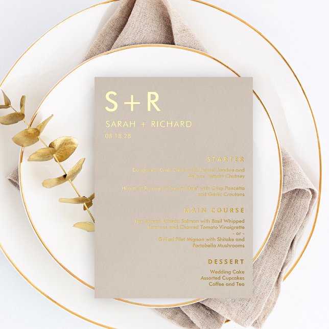 Moderne Minimal REAL FOIL Elegante Menükarte Folieneinladung (Von Creator hochgeladen)