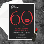 Moderne Minimal Red Lips Sie ist sechzig Geburtsta Einladung<br><div class="desc">Moderne und schicke Einladung zum Geburtstag: "Sie ist 60" und verbindet klassisches Schwarz und Weiß mit Akzenten hellen Rotes mit einem spielerischen Paar Lippen. Es ist minimales Design ist ein einfaches und lustiges Design,  um den Meilenstein Geburtstag zu feiern. Erstellt von der einfachen Farmhouse Press.</div>