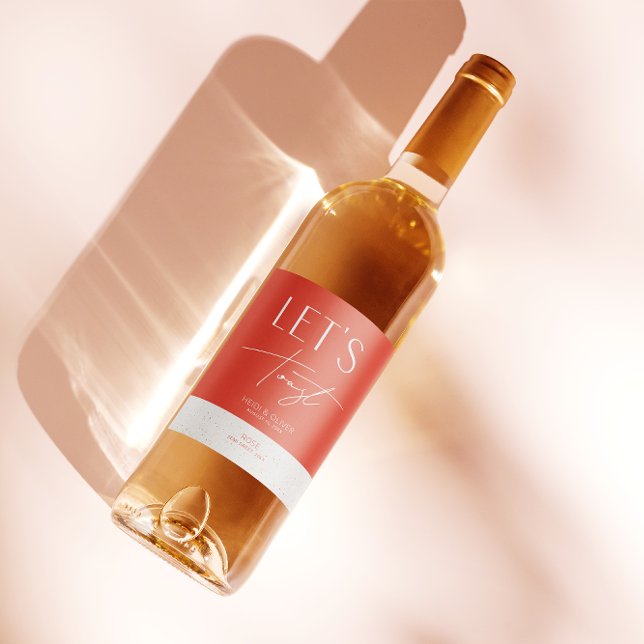 Moderne Minimal rosa Personalisierte Hochzeitsflas Weinetikett (Von Creator hochgeladen)