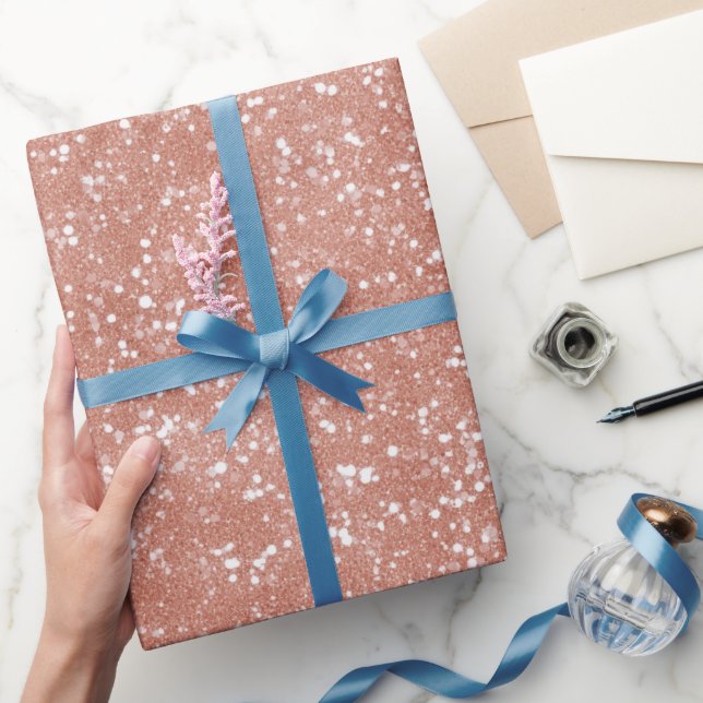 Moderne Minimal-Roségold-Fein-Glitter-Muster Geschenkpapier (Schenken)