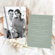 Moderne Minimal Sage Green Foto Hochzeit