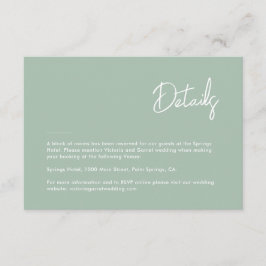 Moderne Minimal Sage Green Hand Script Hochzeit Begleitkarte