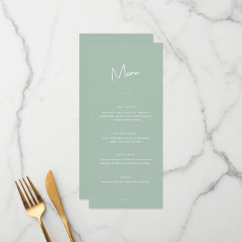 Moderne Minimal Sage Green Script Hochzeit Menükarte