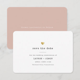 Moderne Minimal Schreibmaschine Gold Herz Hochzeit Save The Date