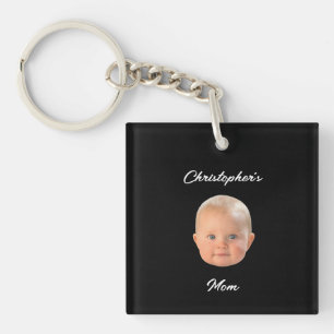 Moderne Minimal-Schrift-Babys-Gesicht-Foto-Geschen Schlüsselanhänger