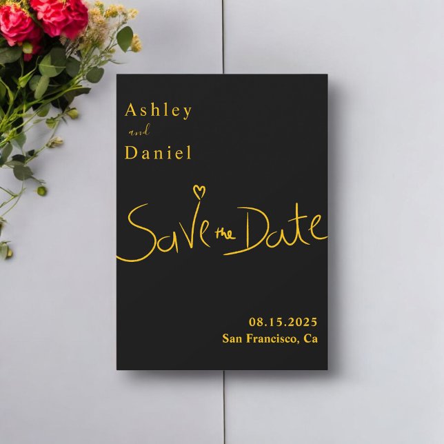 Moderne Minimal Schwarz und Gold Elegante schicke  Save The Date (Von Creator hochgeladen)