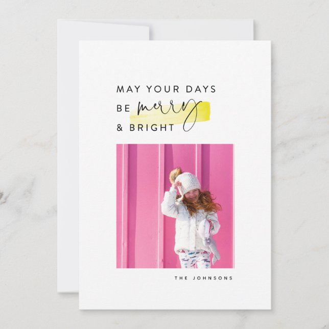 Moderne Minimal Schwarz & Weiß Weihnachtsfotokarte Einladung (Vorderseite)