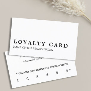 Moderne Minimal Schwarz-weiße Beauty Loyalty Card Treuekarte