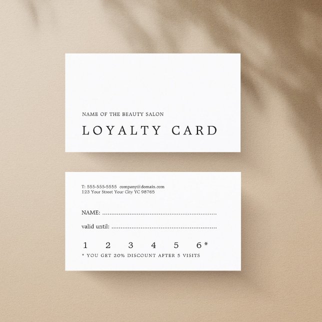 Moderne Minimal Schwarz-weiße Beauty Loyalty Card Treuekarte (Von Creator hochgeladen)