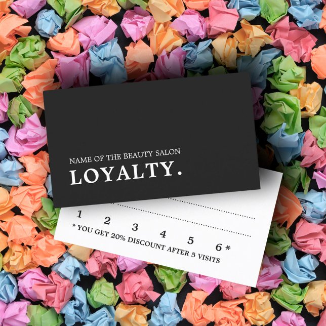 Moderne Minimal Schwarz-weiße Beauty Loyalty Card Treuekarte (Von Creator hochgeladen)