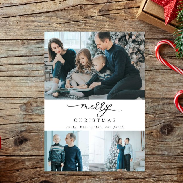 Moderne Minimal Script 3 Foto Frohe Weihnachten (Von Creator hochgeladen)