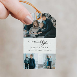 Moderne Minimal Script 3 Foto Frohe Weihnachten Geschenkanhänger