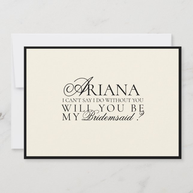 Moderne Minimal Script Bridesmaid Vorschlag Card Einladung (Vorderseite)
