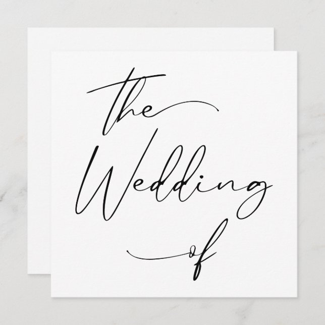 Moderne Minimal Script Calligraphy Black Wedding I Einladung (Vorne/Hinten)