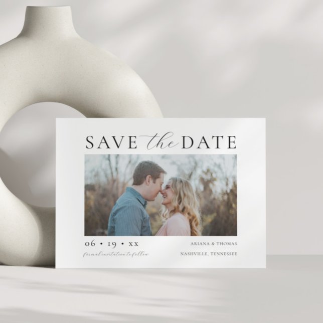 Moderne Minimal Script Couple Foto Hochzeit Save The Date (Von Creator hochgeladen)