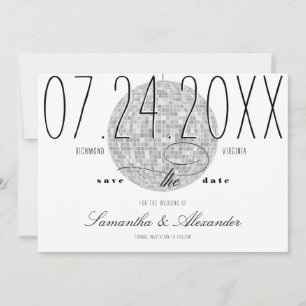 Moderne Minimal Script Disco Ball Altes Geld Hochz Save The Date