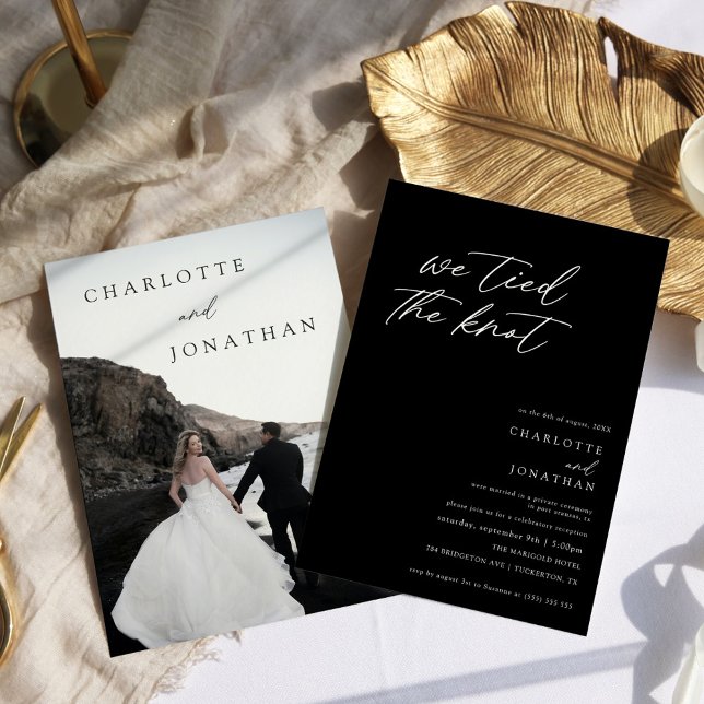 Moderne Minimal Script Foto Elopement Hochzeit Einladung (Von Creator hochgeladen)