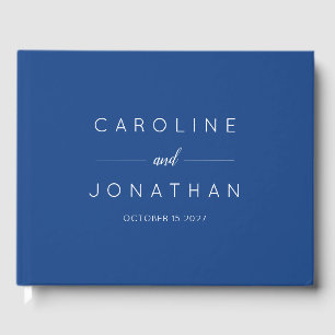 Moderne Minimal Script Französisch Blue Custom Wed Gästebuch