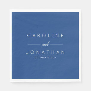 Moderne Minimal Script Französisch Blue Custom Wed Serviette
