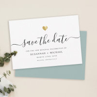 Moderne Minimal Script Gold Vow Renewal Dusty Gree