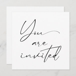 Moderne Minimal-Script-Kalligrafie Black Wedding Einladung
