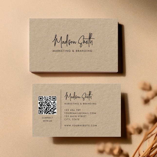 Moderne Minimal-Script-Kraft Visitenkarte (Von Creator hochgeladen)