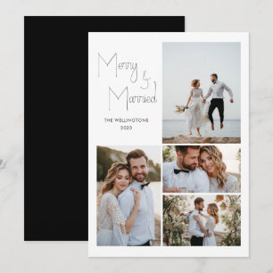Moderne Minimal-Script-Mehrbild-Hochzeit Feiertagskarte