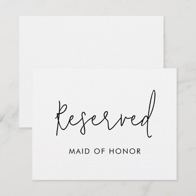 Moderne Minimal-Script-Reservierungsgarantie Hochz Einladung (Vorne/Hinten)