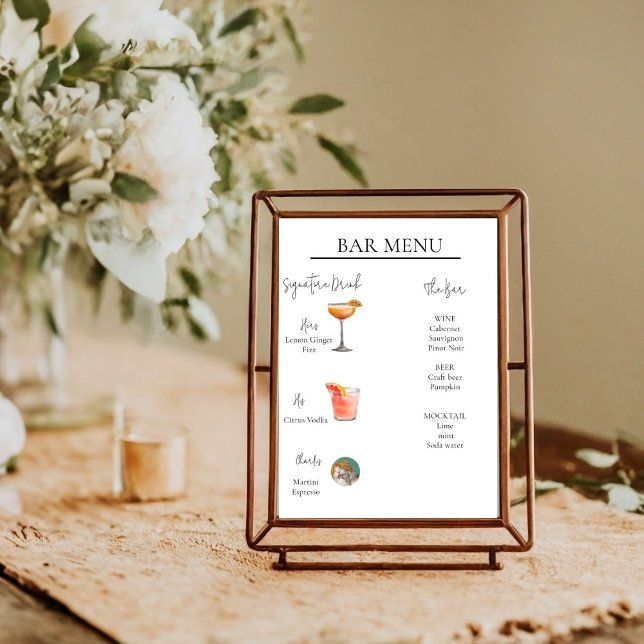 Moderne Minimal Signature Drink Cocktail Bar signi Poster (Von Creator hochgeladen)