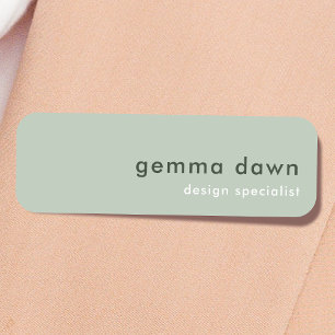 Moderne Minimal Simple Sage Green Beruflich Namensschild